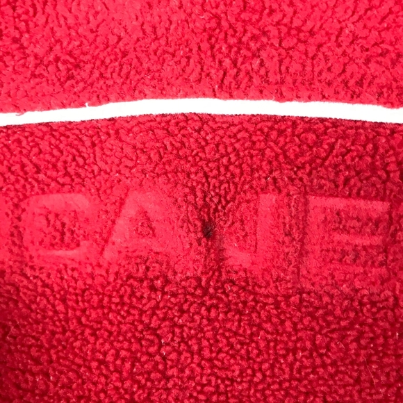 Nautica Jeans Company Mens Retro Style Red Pullover 1/4 Zip Fleece Sweater Sz L - Picture 5 of 5